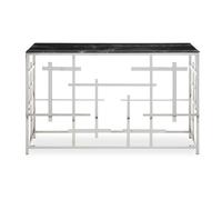 Orsina Stylish White Marble Console Table|Versatile Decorative Table For Patio|Convenient Rectangular Table in Black Orsina Black