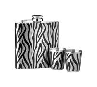 Premier Housewares Stainless Steel Zebra Design Hip Flask Set, 6 oz