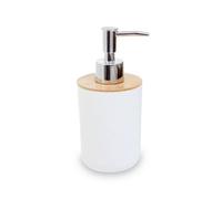 Orsina Subtle White Soap Dispenser With Bamboo Fibre Body, Liquid Soap Pump For Hand Wash, Moisturizer Dispenser