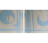 Orsina Suede Leather Canvas Set Of 2 Square Blue & Cream Prints