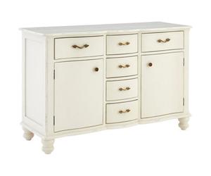 Orsina Sustainable 6 Drawer White Sideboard, Modern Storage Small Sideboard, Elegant Design Wooden Sideboard