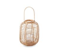 Orsina Sustainable Natural Rattan Lantern, Rounded Modern Black Candle Lantern, Versatile Tealight Lantern