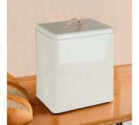Premier Housewares 507243 Bread Bin, Galvanised Metal With Powder Coating, Split Leather Silver