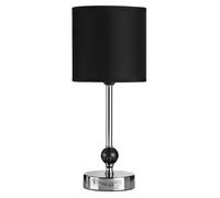 Orsina Table Lamp, Chrome Stem With Stacked Black Acrylic Balls, Tapered Fabric Shade Creates Soft Glow, Elegant Orsina Black