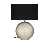Premier Housewares Whisper Table Lamp in Gold Ceramic with Black Fabric Shade