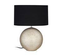 Premier Housewares Whisper Table Lamp in Gold Ceramic with Black Fabric Shade