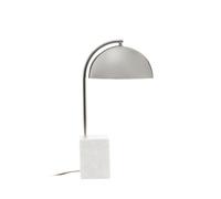Orsina Table Lamp With Chrome Dome Shade, Modern Chrome Stem Accent Light, Grey Marble Square Base Table Lamp