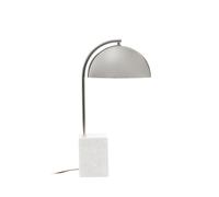 Orsina Table Lamp With Chrome Dome Shade, Modern Chrome Stem Accent Light, Grey Marble Square Base Table Lamp Orsina Grey