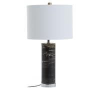 Orsina Table Lamp With Chrome Finish Base, Black Marble Column & Ivory Shade, Lightweight Lighting For Side Table in Silver Orsina Silver