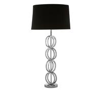 Orsina Table Lamp with Multi Ring Chain Base, High Gloss Nickel Stainless Steel Pedestal, Luxe Black Fabric in Silver Orsina Silver