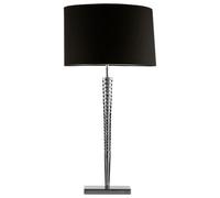 Orsina Table Lamp With Screw Shaped Stainless Steel Base, High Gloss Nickel Finish, Black Fabric Tapered Shade