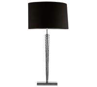 Orsina Table Lamp with Screw Shaped Stainless Steel Base, High Gloss Nickel Finish, Black Fabric Tapered Shade in Silver Orsina Silver