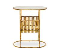 Orsina Table With Magazine Rack, Storage Round Table, Versatile Bedside Table, White Marble Topped Nesting Table