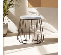 Orsina Tall Velvet Cage Stool With Grey Round Seat, Modern Bar Counter Stool, Velvet Barstool With Black Metal Base Orsina Grey