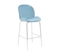 Orsina Tamzin Blue Velvet Chrome Finish Bar Chair