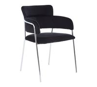 Orsina Tamzin Velvet Dining Chair With Chrome Finish in Black Orsina Black