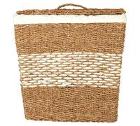 Premier Housewares Natural Tapered Seagrass Basket With Lid Woven Storage Basket With Removable White Liner Eco Friendly Hamper Basket Picnic Basket 48x48x38