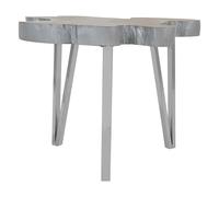 Orsina Teak Wood Side Table, Handcrafted Tables With Natural Grain Top, Settee Side Table With Sleek Legs, Small Table in Silver Orsina Silver