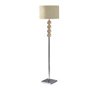 Orsina Teal Suede Effect Shade Floor Lamp, Tall Standing Lamp With Glass Effect Orbs, Chrome Base Floor Light in Cream Orsina Cream