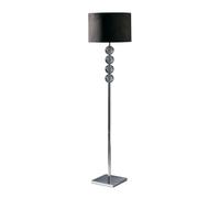 Orsina Teal Suede Effect Shade Floor Lamp, Tall Standing Lamp With Glass Effect Orbs, Chrome Base Floor Light in Black Orsina Black