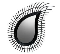 Premier Housewares Teardrop Black Rattan Wall Mirror/Mirror Wall For Hallway/Bathroom Mirrors Wall Mounted/Rattan Mirror/Black Wall Hallway Mirror