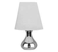 Orsina Teardrop Chrome Table Lamp, White Fabric Shade Bedside Light, Decorative Desk Lamp, Small Table Lighting Orsina White