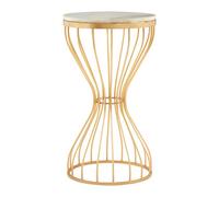 Orsina Templar White Marble Pinched Base Iron Table