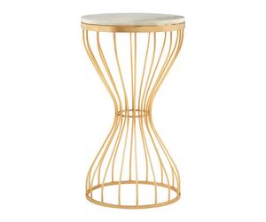 Orsina Templar White Marble Pinched Base Iron Table