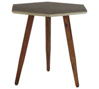 Orsina Textured Hexagonal Wooden Side Table, Sheesham Wood Settee Side Table, Bedside Table With Rubber Tipped Legs in Brown Orsina Brown
