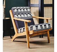 Orsina Textured Lounge Chair, Shaggy Black & White Fabric Accent Chair, Mango Wood Frame Boho Armchair in Brown Orsina Brown