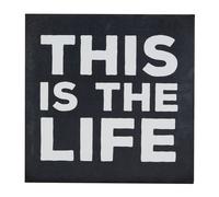 Orsina This Is The Life Wall Plaque, Relaxed Typography On Rustic Wooden Background, Inspiring Decor Piece in Black Orsina Black