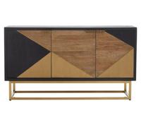 Orsina Three Door Sideboard, High Gloss And Concrete Grey 3 Door Buffet Cabinet, Open Shelved Storage Unit