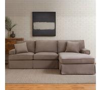 Orsina Three-Seat Black Velvet Chaise Sofa, Black Velvet Upholstery with Wooden Base, Padded Key-Style Arms in Brown Orsina Brown