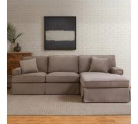 Orsina Three Seat Mink Velvet Chaise Sofa, Plush Mink Velvet Upholstery With Wooden Base, Padded Key Style Arms