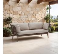 Orsina Three Seat Sofa, Rattan Outdoor Sofa, Long Lasting Rattan Lounge Sofa for Living Room with Grey Cushioning in Cream Orsina Cream
