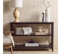 Orsina Three Shelf Wide Black Book Case, Pine Wood Tall Book Shelf, Large Book Case For Home & Office