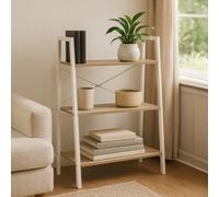 Premier Housewares Bradbury Three Tier Natural Oak Veneer Ladder Shelf Unit