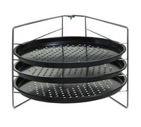 Orsina Three Tier Pizza Rack, Non-Stick Carbon Steel Rack For Storing & Serving Multiple Pizzas, Space-Saving in Black Orsina Black