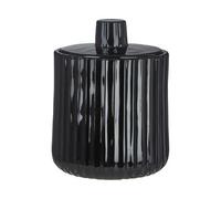 Premier Housewares Black Glass Storage Jar With Lid and Knob Glass Jar With Ridged Design Glass Jar For Daily Kitchen Use Tea And Coffee 9 x 12 x 9