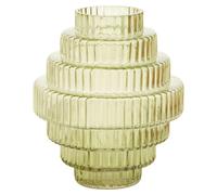 Orsina Tiered Small Green Glass Vase, Eye Catching Layered Modern Vase, Ribbed Glass Vase, Decorative Vase in Grey Orsina Grey