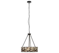 Orsina Tiffany Style Branch Pendant Light, Hand Rolled Art Glass Ceiling Fixture, Bronze Iron Frame Hanging Light