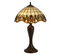 Orsina Tiffany Umbrella Shade Table Lamp, Hand Cut Stained Glass With Floral Motifs, Bronze Resin Base