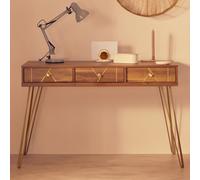 Orsina Timeless Design Desk, Ample Storage Metallic Furniture, Compact And Versatile Three Drawer Work Desk