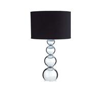 Touch Black Fabric Shade Table Lamp, Touch-Sensitive On/Off Function with Clear Glass Base and Black Fabric Premier Housewares Black One Size