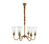 Orsina Traditional Ceiling Light With 6 Arms, Warm Metallic Finish Classic Ceiling Fixture, Glass Ceiling Light
