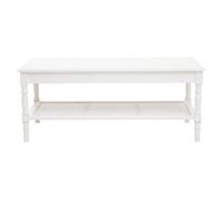 Orsina Traditional Ivory Coffee Table, Wood Table For Coffee And Outdoor With Bottom Shelf, Pine Wood Tea Table