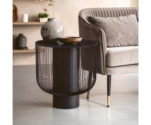 Orsina Trento End Table With Black Glass Top