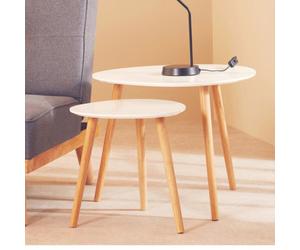 Orsina Triangular Nest Of 2 Tables, High Gloss Nesting Table, Console Tables For Living Room, Durable Small Tables