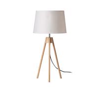 Orsina Tripod Table Lamp with White Fabric Shade, Natural Wood Legs, EU Plug Orsina White