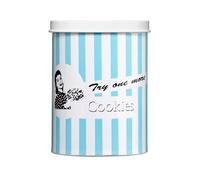Premier Housewares 507914 Candy Stripe Cookie Canister - Blue H18 x W15 x D15cm